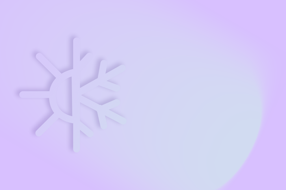 CONTROL4 NRG: il tuo clima ideale in ogni stanza. Illustrazione simbolo caldo/freddo su sfondo colorato azzurro/viola.