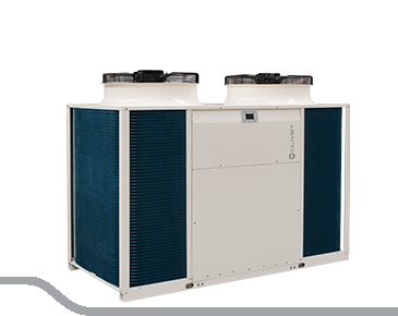Chiller and heat pumps with air renewal for offices